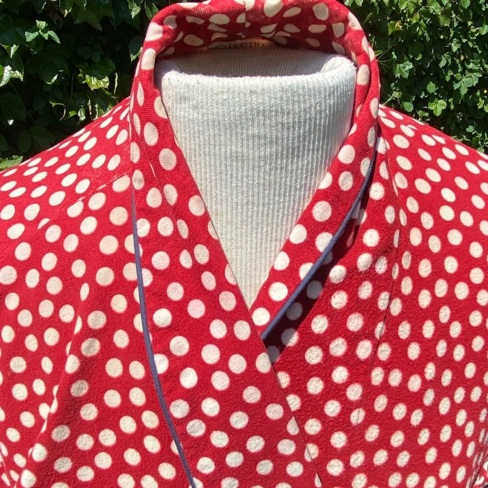 Polka Dot Flannel Bathrobe- vintage 90's - Picture 3 of 5
